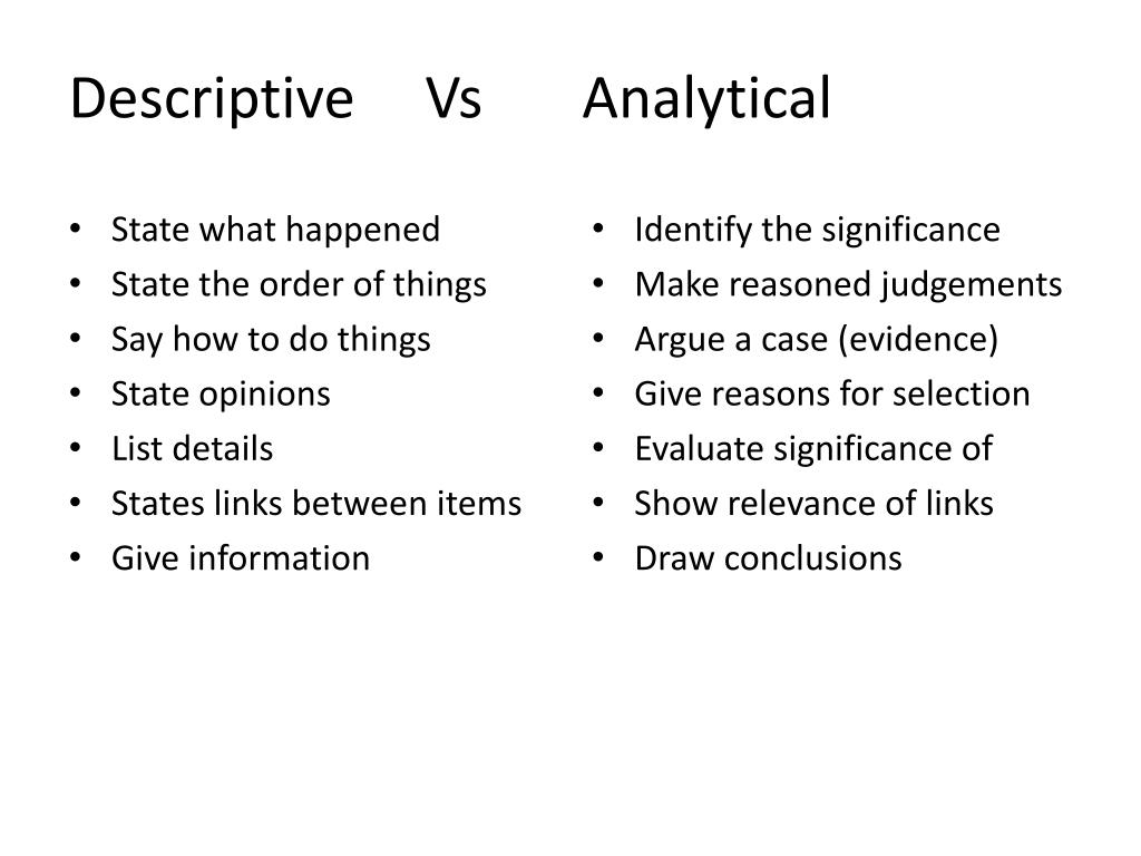 analytical vs descriptive essay