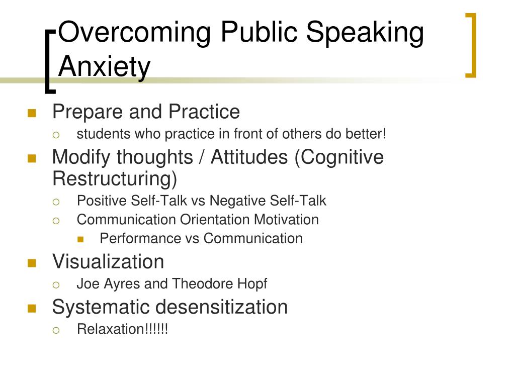 as a means of managing speech anxiety the communication orientation