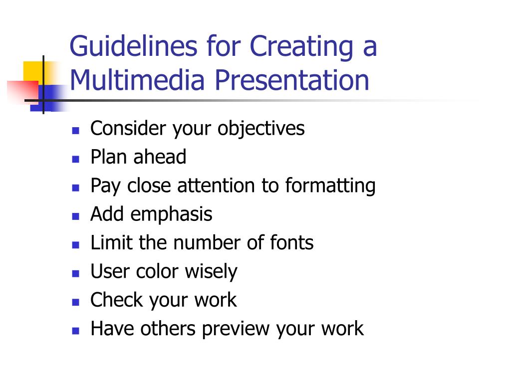 guidelines for creating multimedia presentation