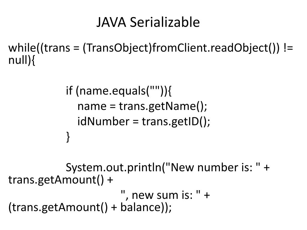 PPT JAVA Serializable PowerPoint Presentation, free download ID2938736