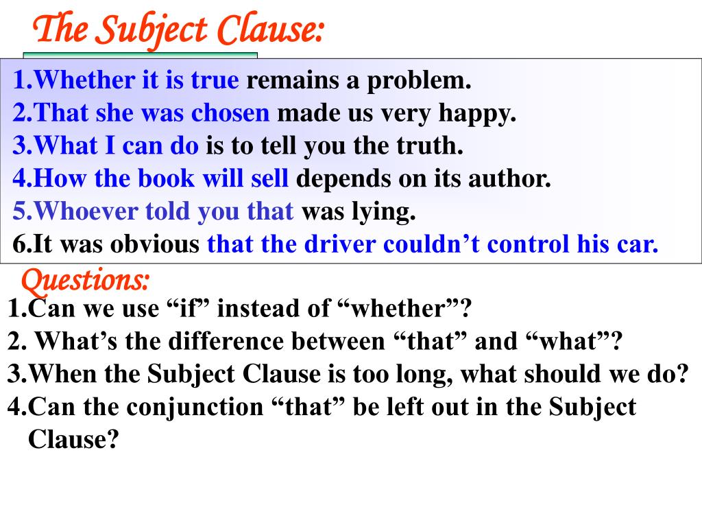 Object clause. Subject Clauses примеры. Subject Clauses в английском языке. Predicative Clauses в английском. Predicative Clause примеры.