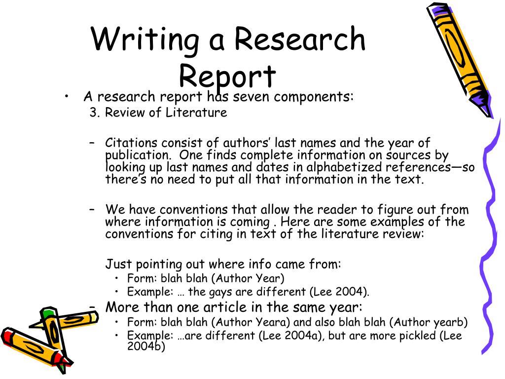 methods and types of writing research report ppt