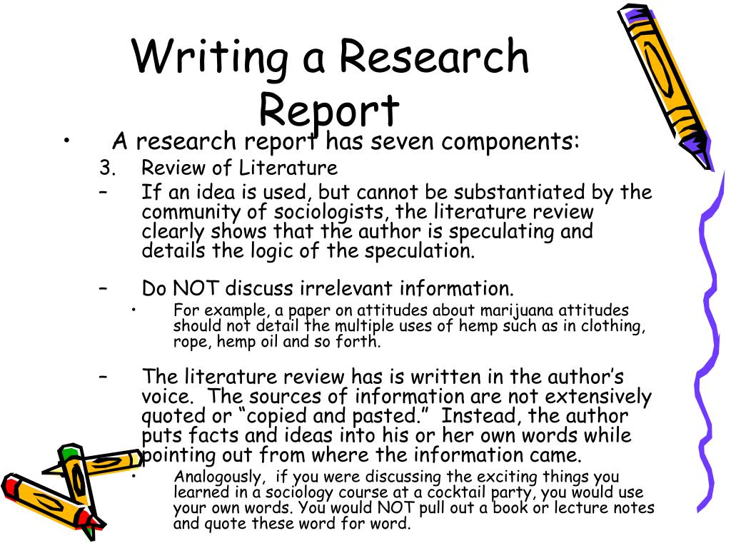 written research report components