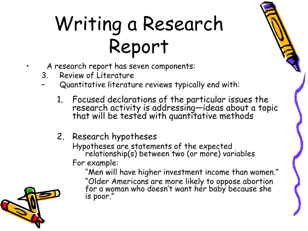 first step in writing a research report