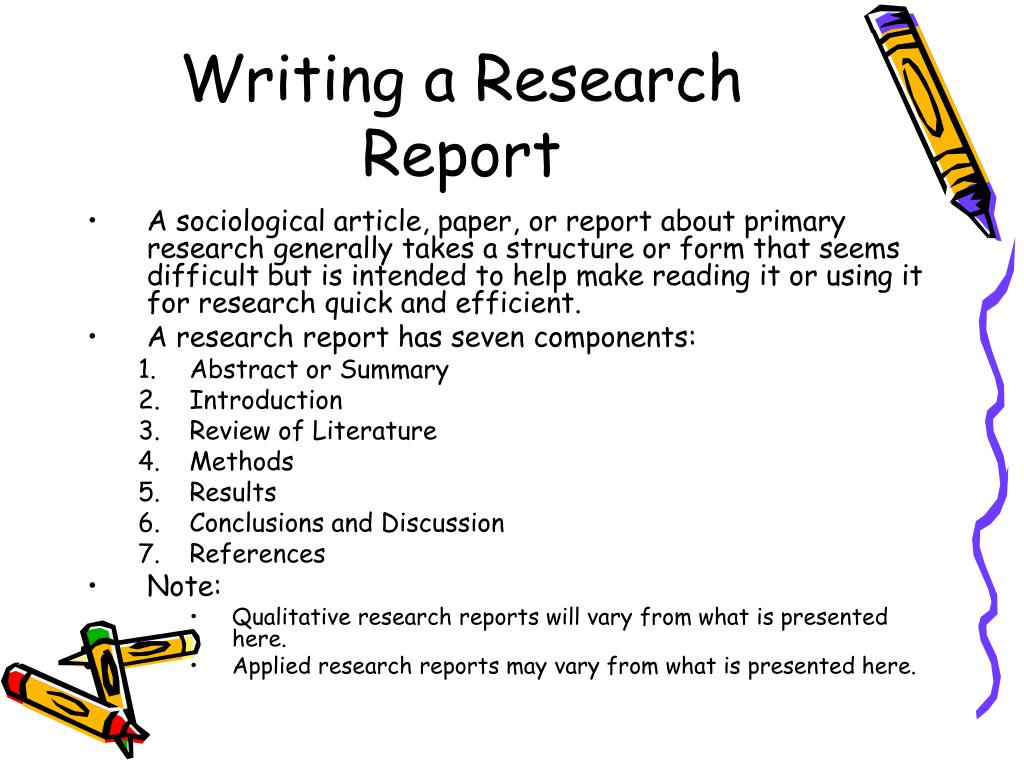 research report format ppt