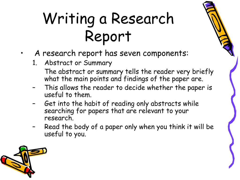components of written research report