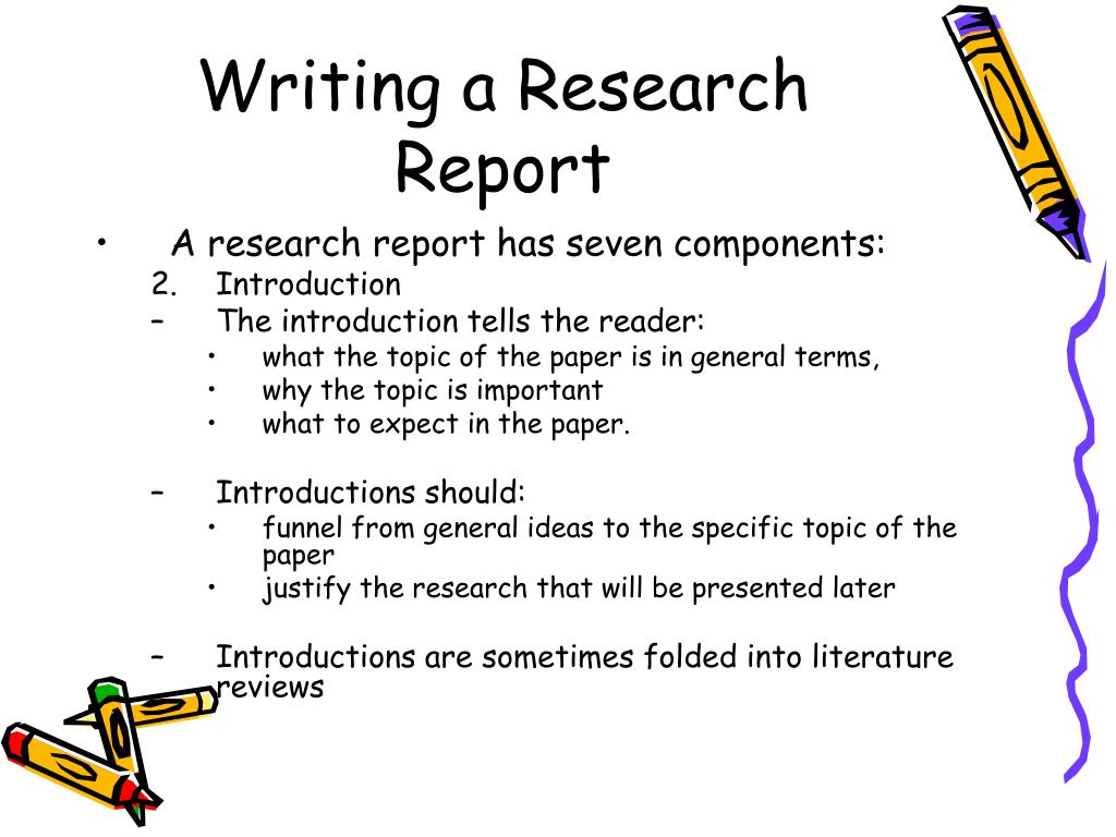 write an essay about components of research report