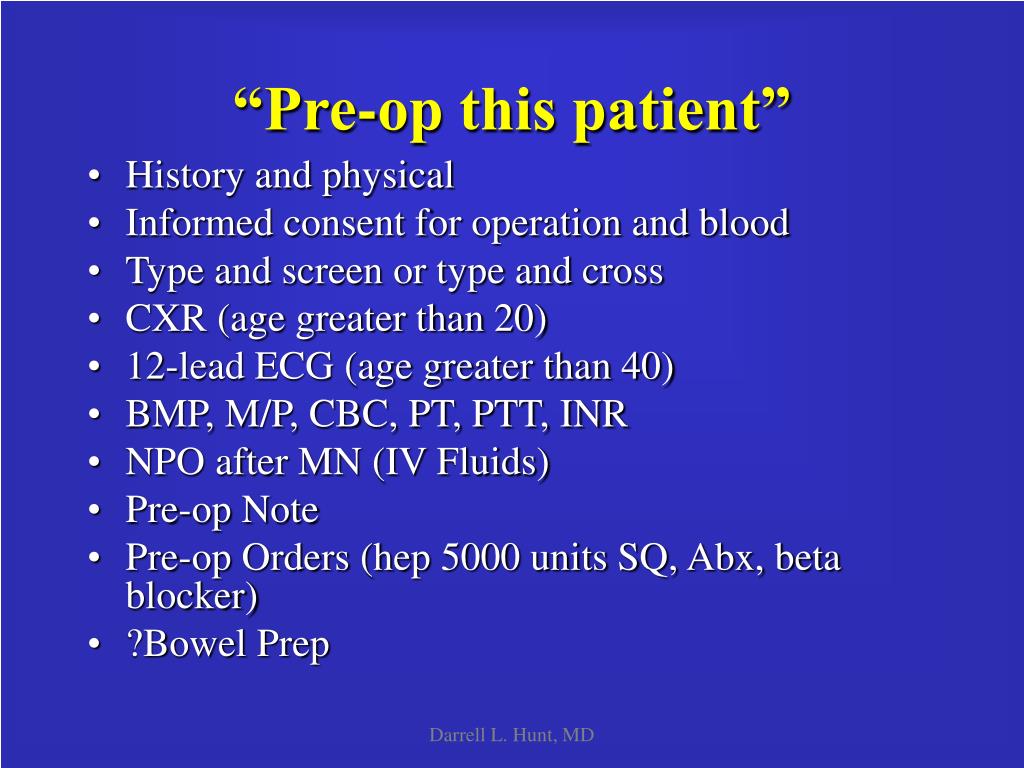 Pre Operative Work Up PPT - Perioperative Medical Care of the Surgical Patient PowerPoint ...