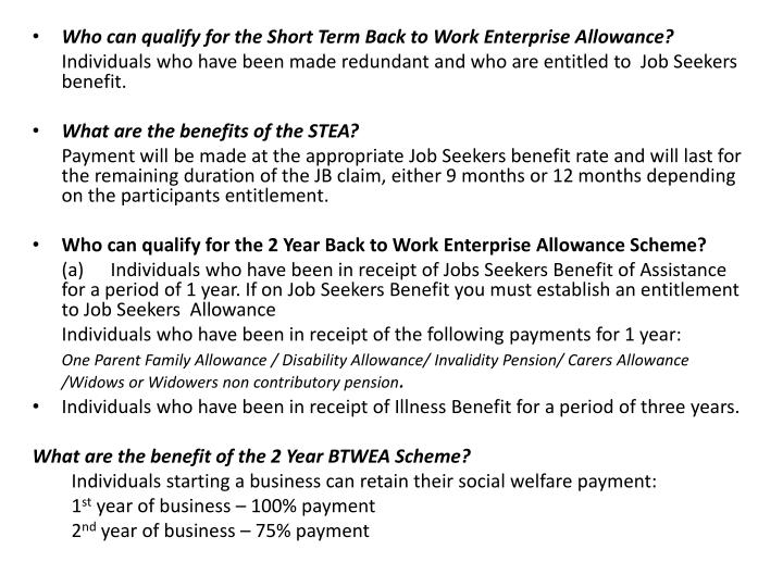 back to work enterprise allowance business plan pdf