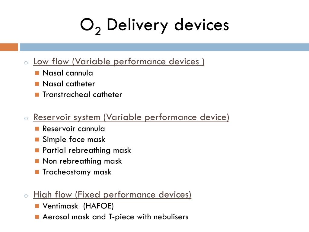 Oxygen Delivery Devices And Flow Rates Chart