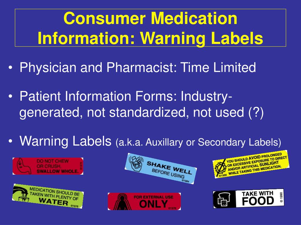 PPT Prescription for Confusion Health Literacy & Drug Warning Labels