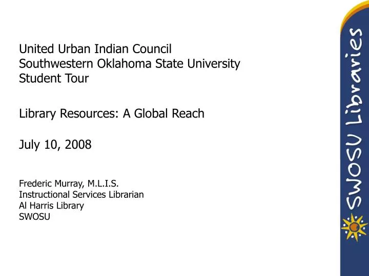 PPT - Frederic Murray, M.L.I.S. Instructional Services Librarian Al ...