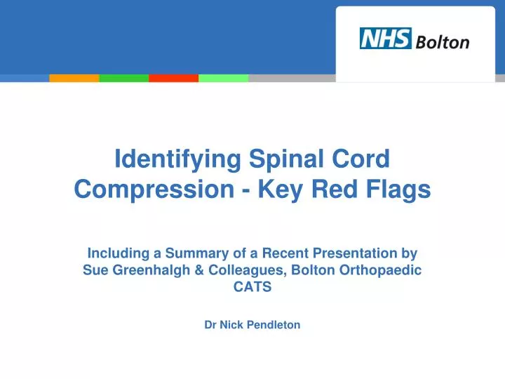 PPT Identifying Spinal Cord Compression Key Red Flags PowerPoint