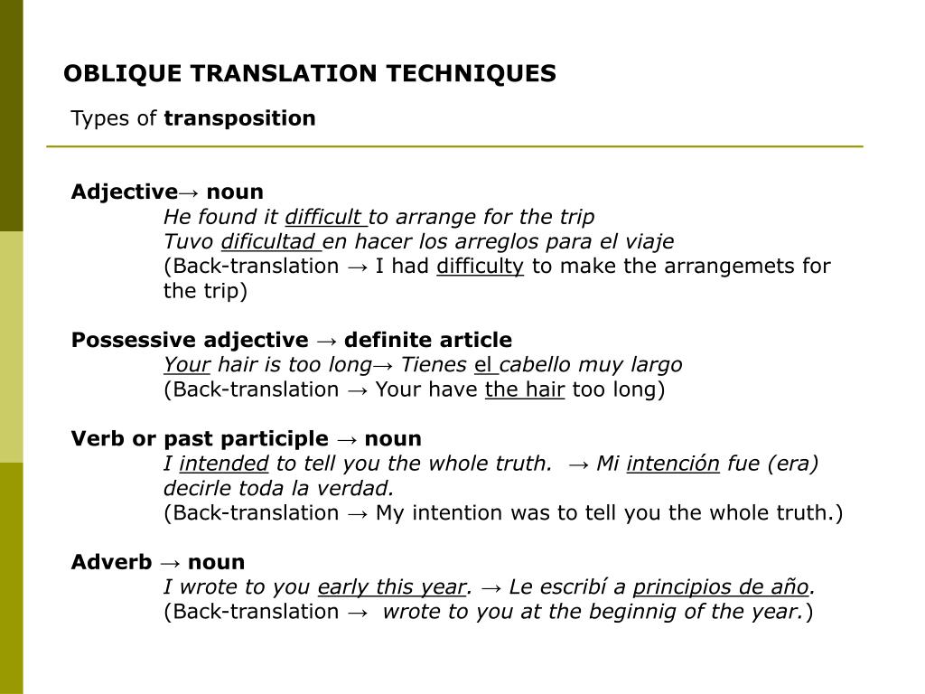 Types of translation techniques. Презентация Types of translation. Oblique translation. Technics of translation.