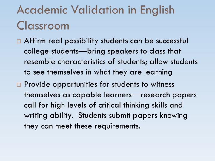 PPT - Validation and Student Success PowerPoint Presentation - ID:2946538