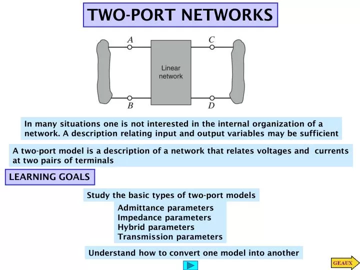 PPT - TWO-PORT NETWORKS PowerPoint Presentation, free download - ID:2946608