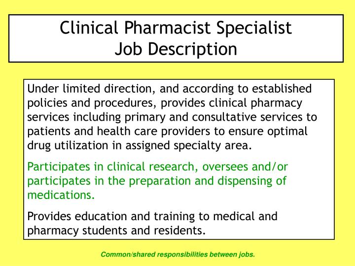 PPT Clinical Pharmacist Job Description PowerPoint Presentation ID