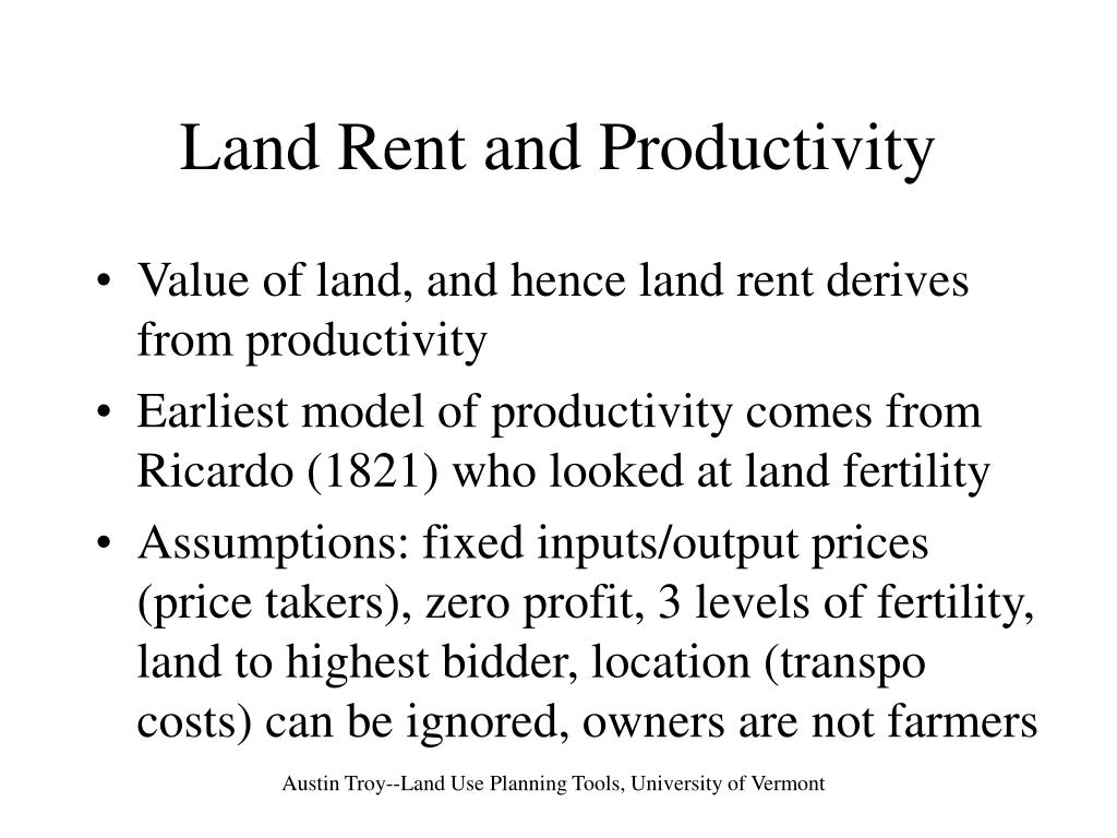 PPT Land Use Planning Tools Lecture Notes Theory of Land Rents