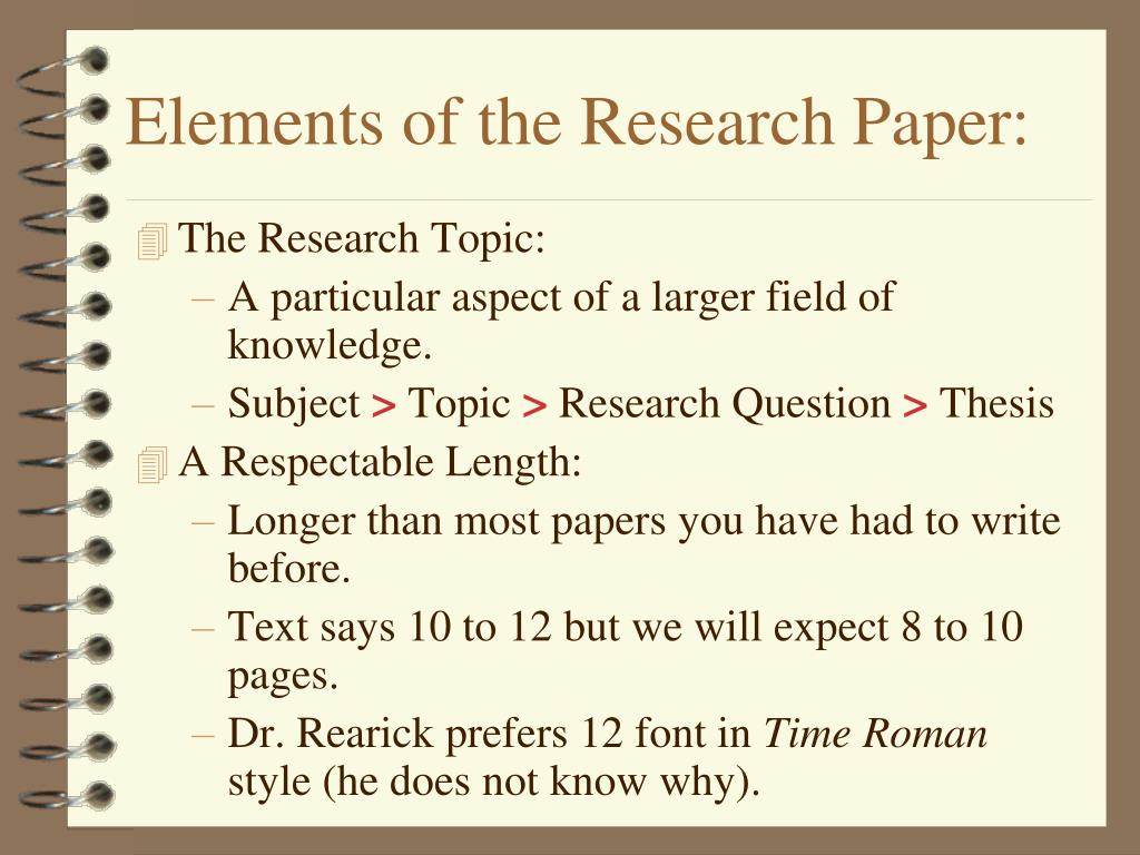 elements of a research paper ppt