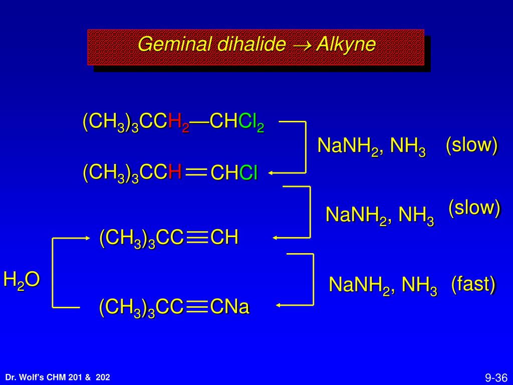 CH3)3CCH CH (CH3)3CC CNa (CH3)3CC Geminal dihalide ® Alkyne (CH3)3CCH2—CHCl...