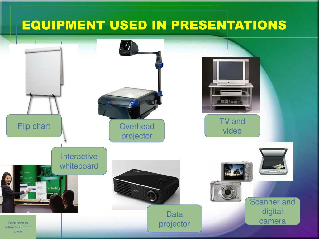 equipment needed for a presentation