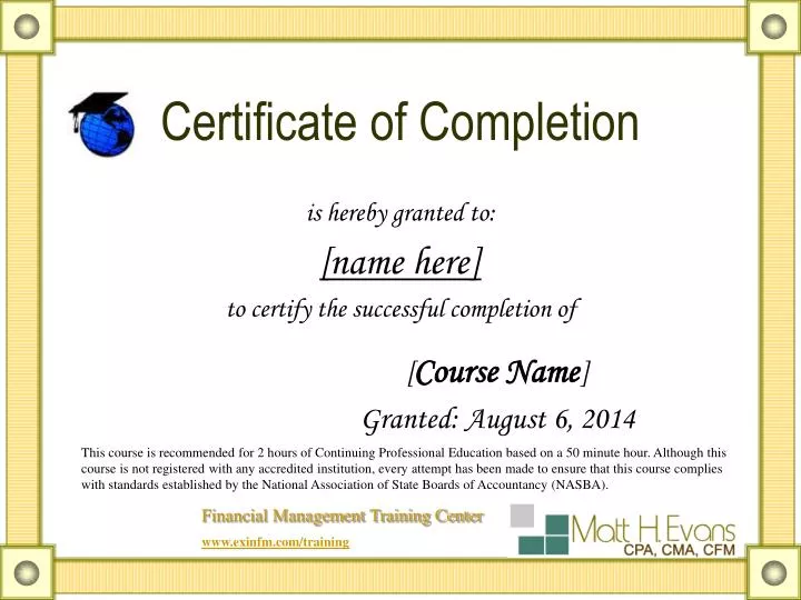 ppt certificate of completion powerpoint presentation id certificate of successful completion
