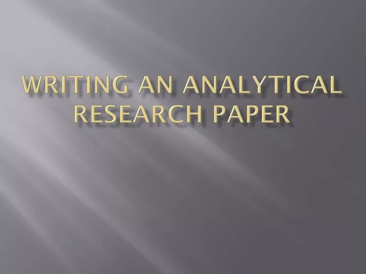 research paper on analytical