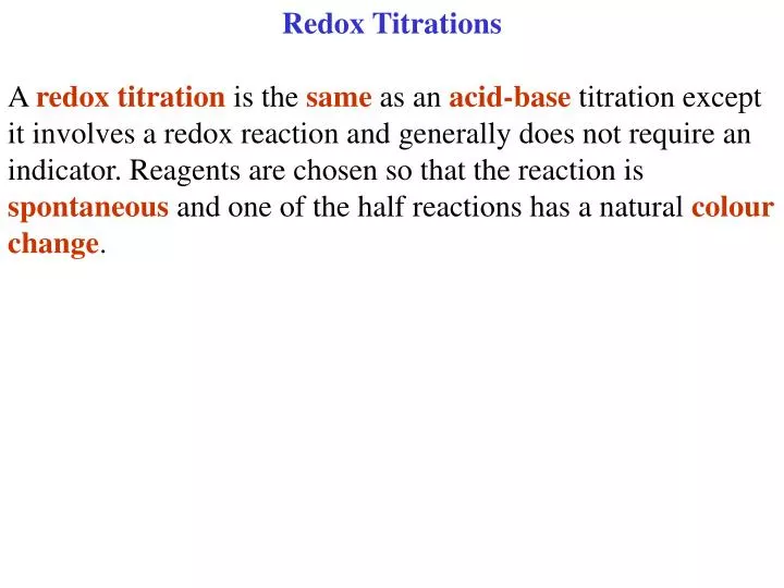 PPT Redox Titrations PowerPoint Presentation ID 2952040