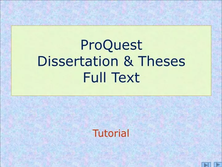 proquest dissertation formatting