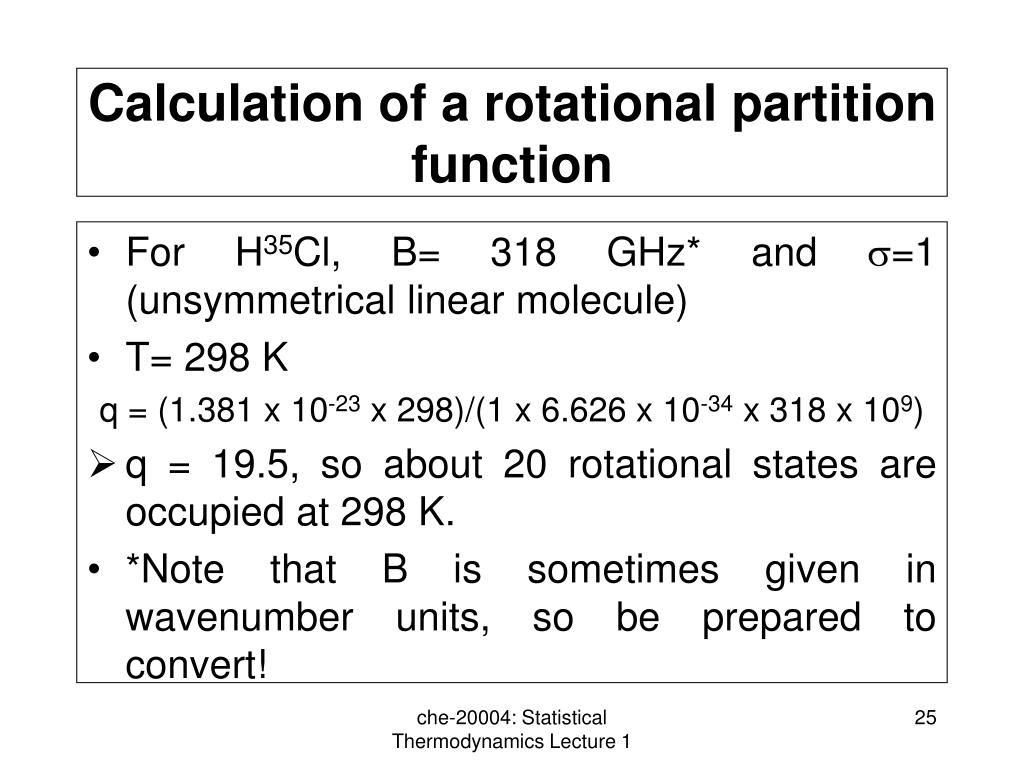 PPT CHE20004 PHYSICAL CHEMISTRY STATISTICAL THERMODYNAMICS LECTURE