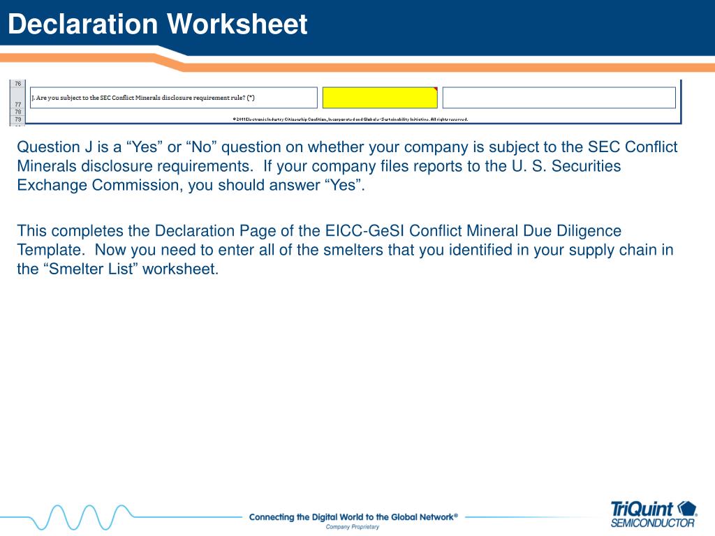 PPT - How to complete the EICC-GeSI Conflict Minerals Due With Regard To Eicc Conflict Minerals Reporting Template