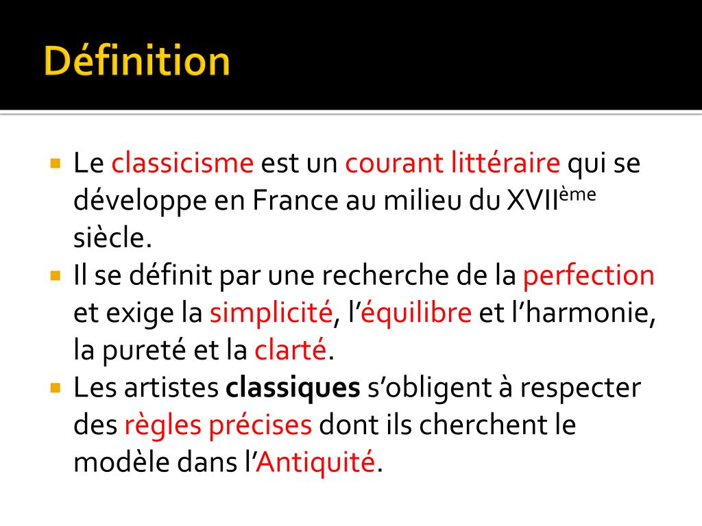 Introduction Sur Le Classicisme PPT - Le Classicisme et le théâtre PowerPoint Presentation, free