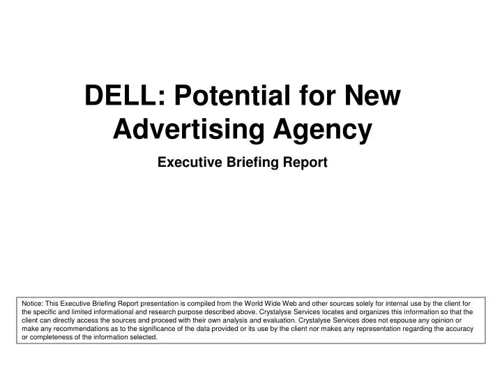 PPT - DELL: Potential for New Advertising Agency Executive ...