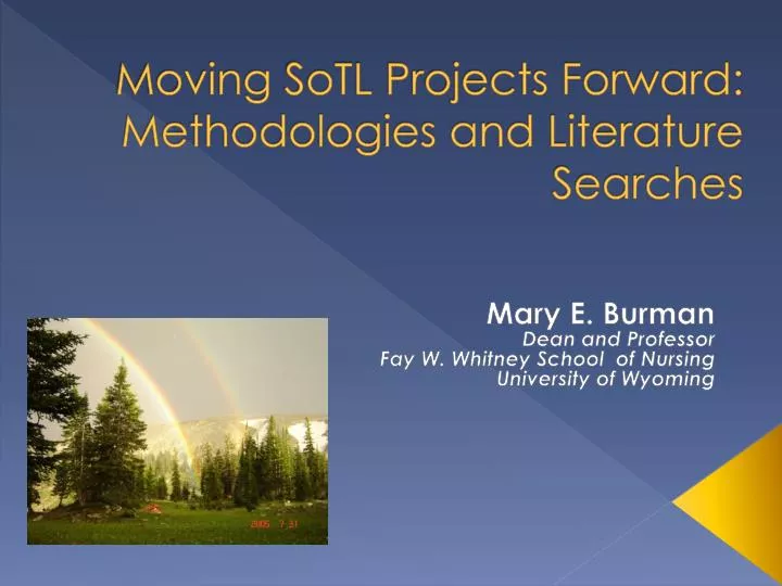 moving sotl projects forward methodologies and literature searches n.