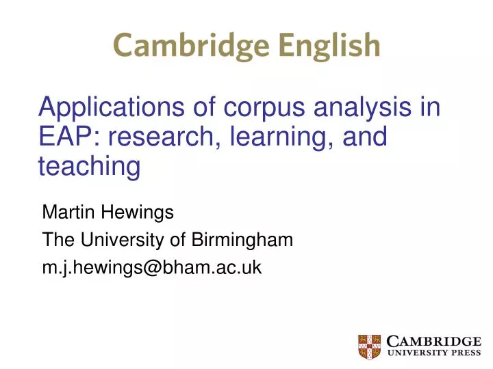 applications of corpus analysis in eap research learning and teaching n.