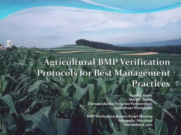 PPT Agricultural BMP Verification Protocols for Best Management