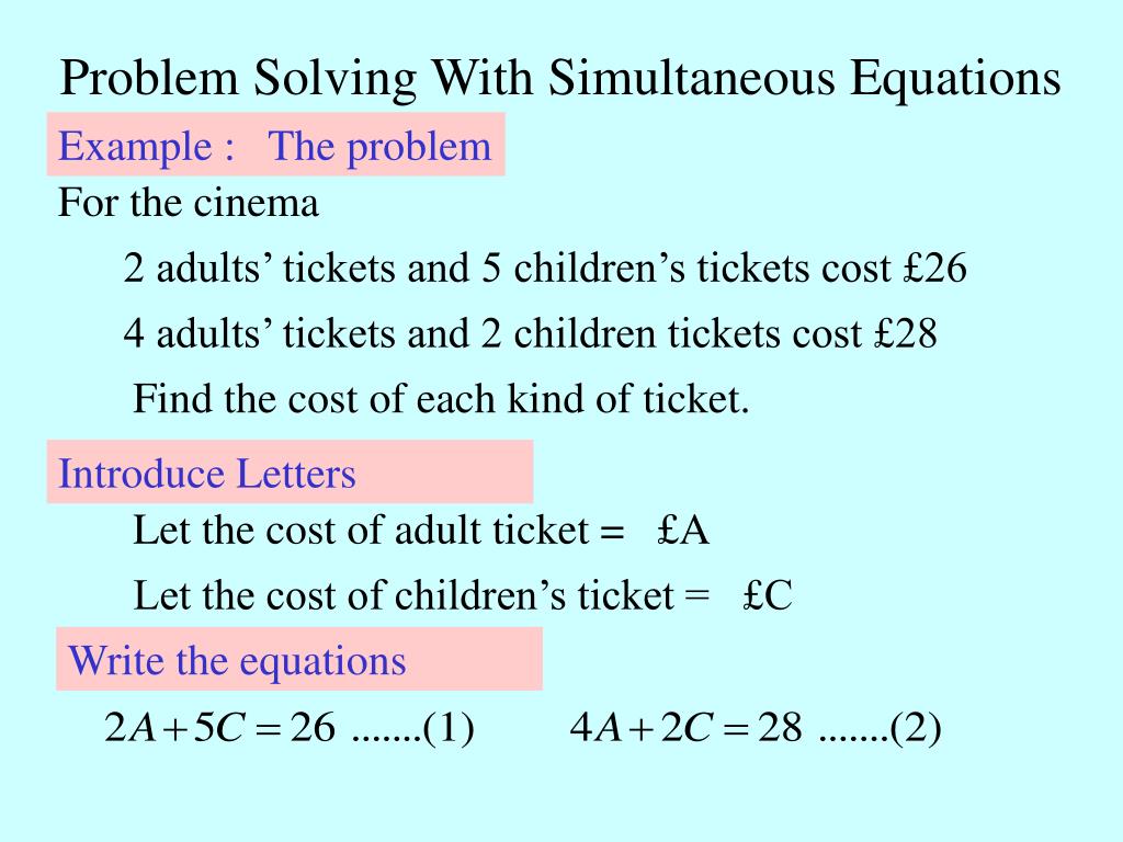 simultaneous equations problem solving