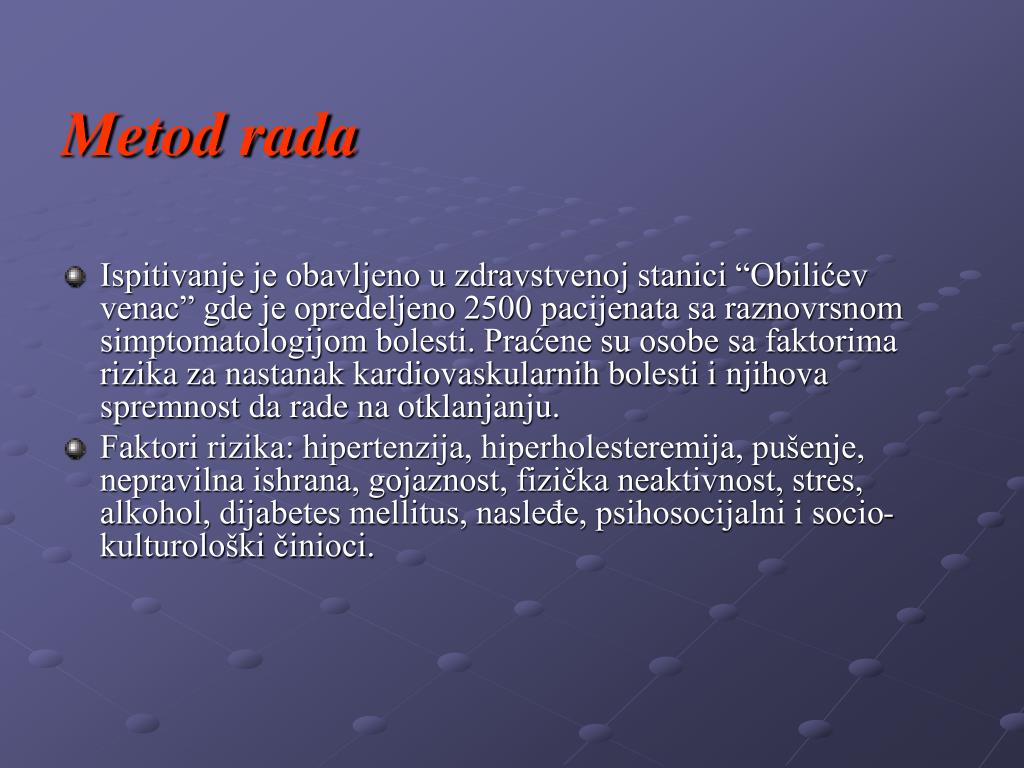 PPT - FAKTORI RIZIKA ZA NASTANAK KARDIOVASKULARNIH BOLESTI PowerPoint ...