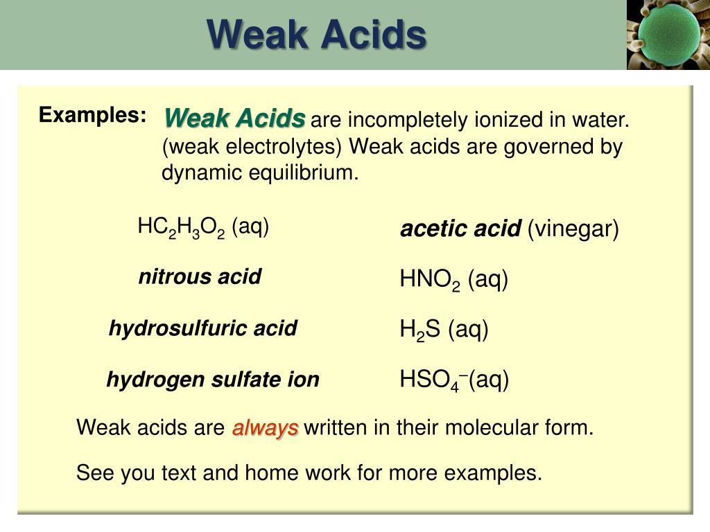 What Is A Weak Acid In Chemistry