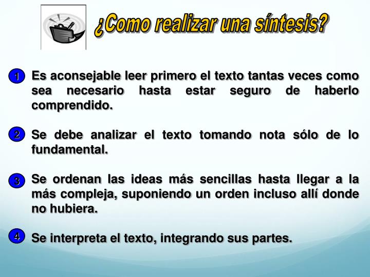 PPT - El Resumen y la Síntesis PowerPoint Presentation - ID:2958979
