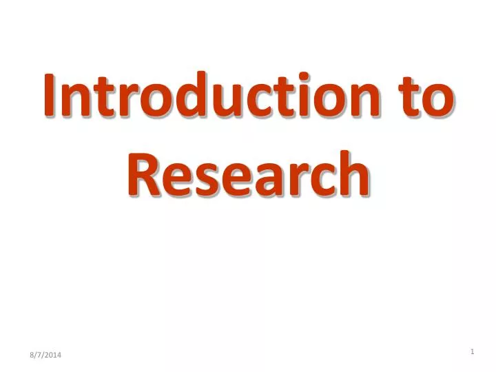 ppt on introduction to research