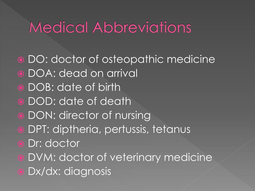 presentation medical abbreviation