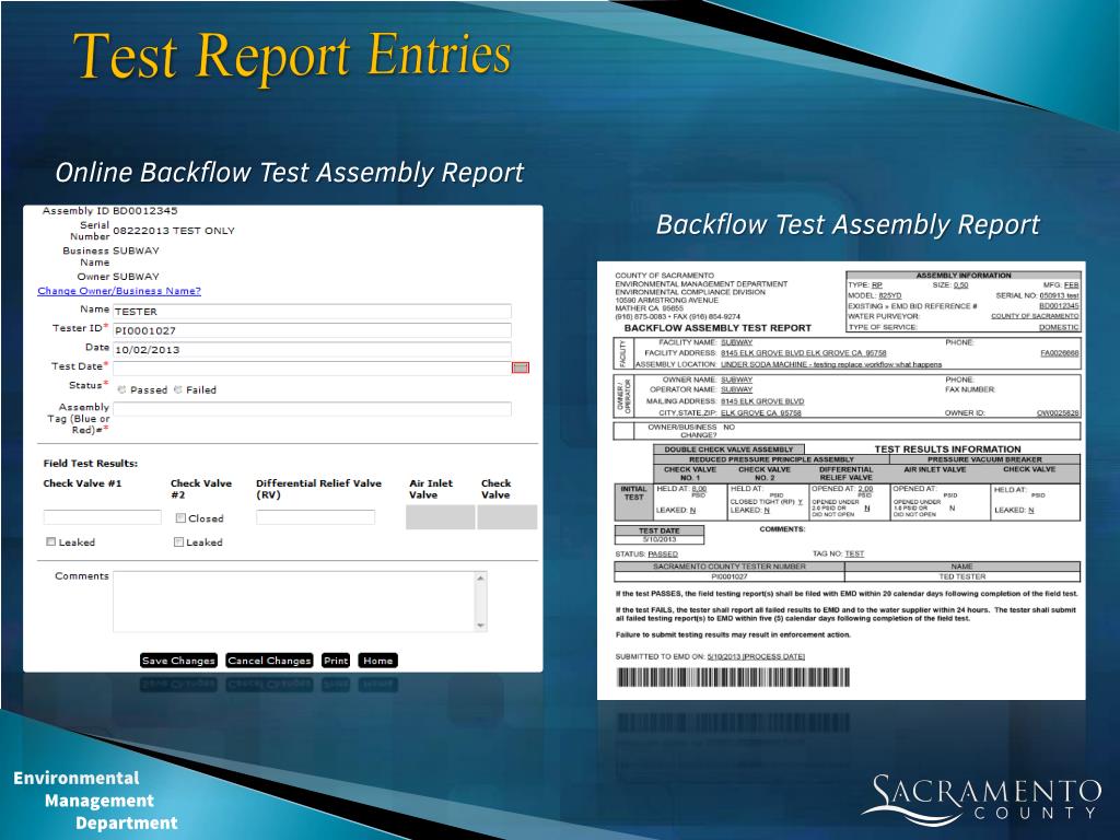 Test Entries PPT - Elise Rothschild, REHS Division Chief Environmental Management ...