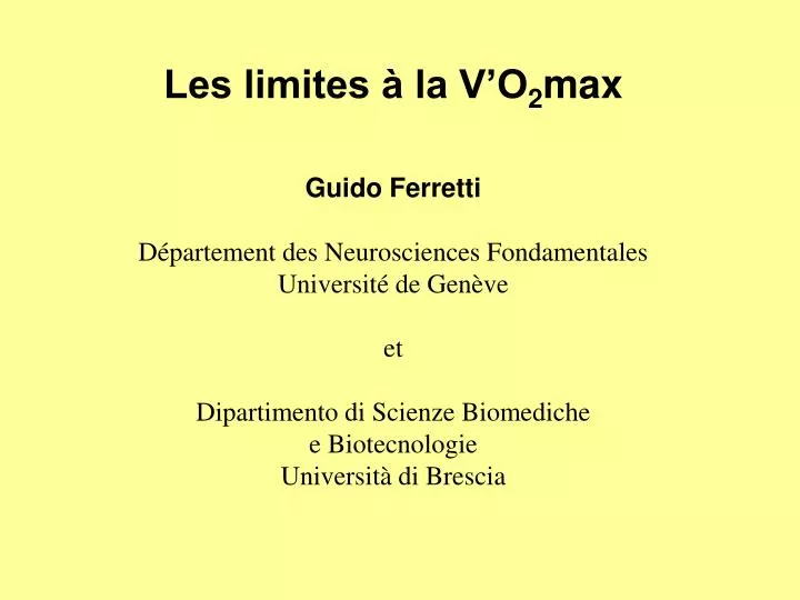 Ppt Les Limites A La V O 2 Max Powerpoint Presentation Free Download Id
