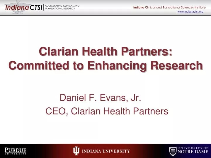 daniel f evans jr ceo clarian health partners n.