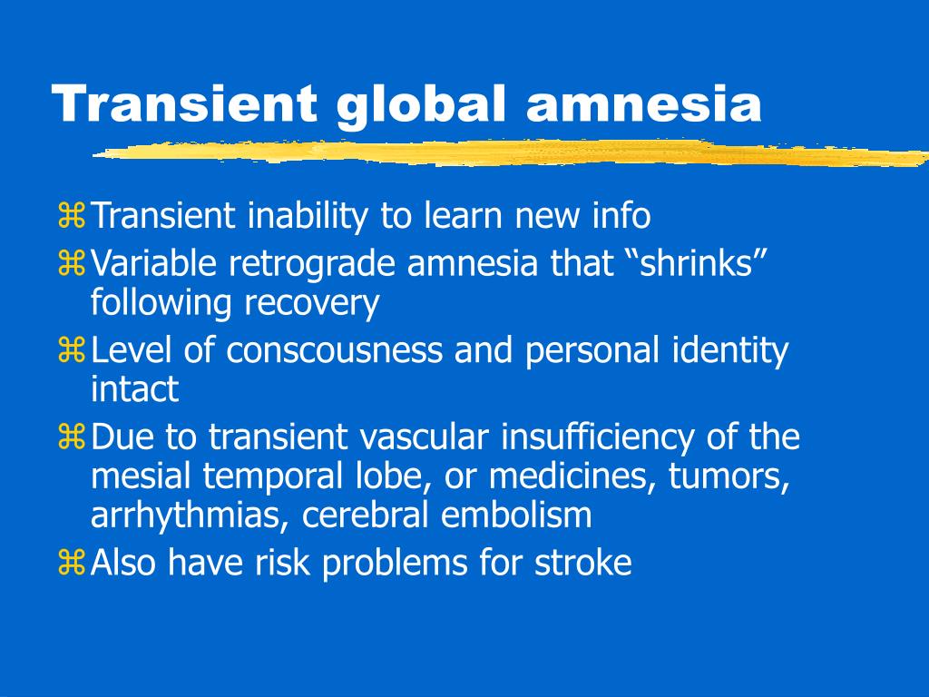 temporary amnesia causes