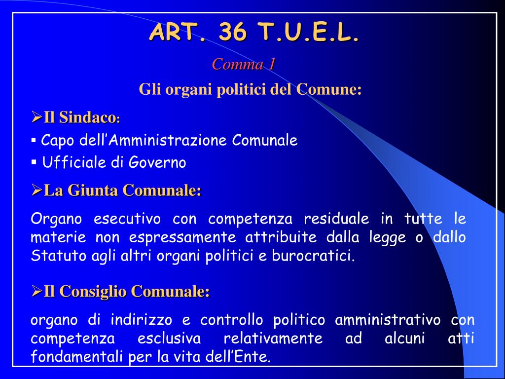 PPT - Gli Enti Locali: Gli Organi Politici PowerPoint Presentation, free  download - ID:2963692