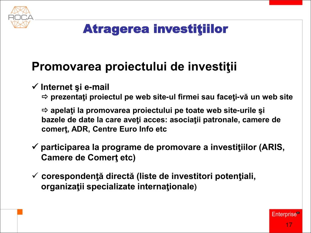 PPT - Promovarea investi ţ iilor şi identificarea partenerilor Training  Promovarea investi ţ iilor PowerPoint Presentation - ID:2967815