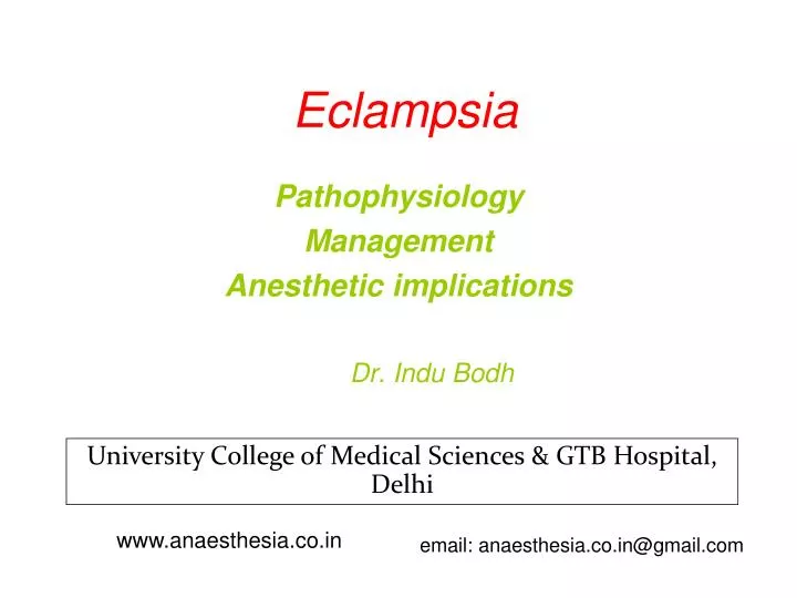 management of eclampsia presentation ppt