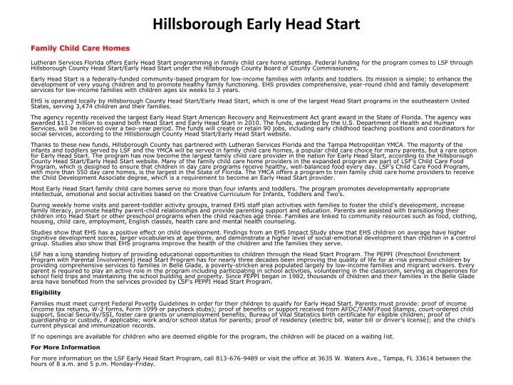 hillsborough early head start n.